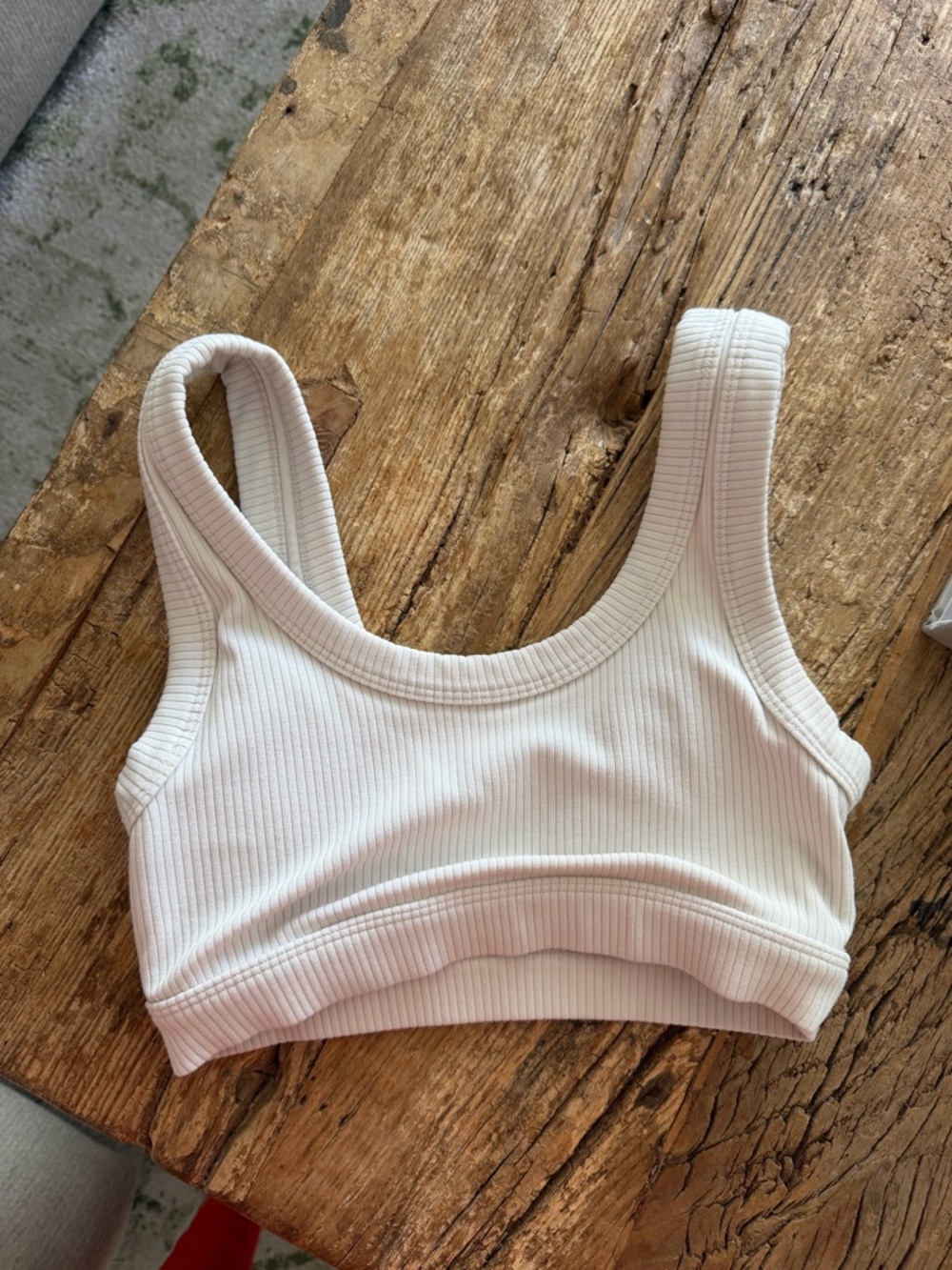 Alo Ribbed Scoop Neck Bralette - White